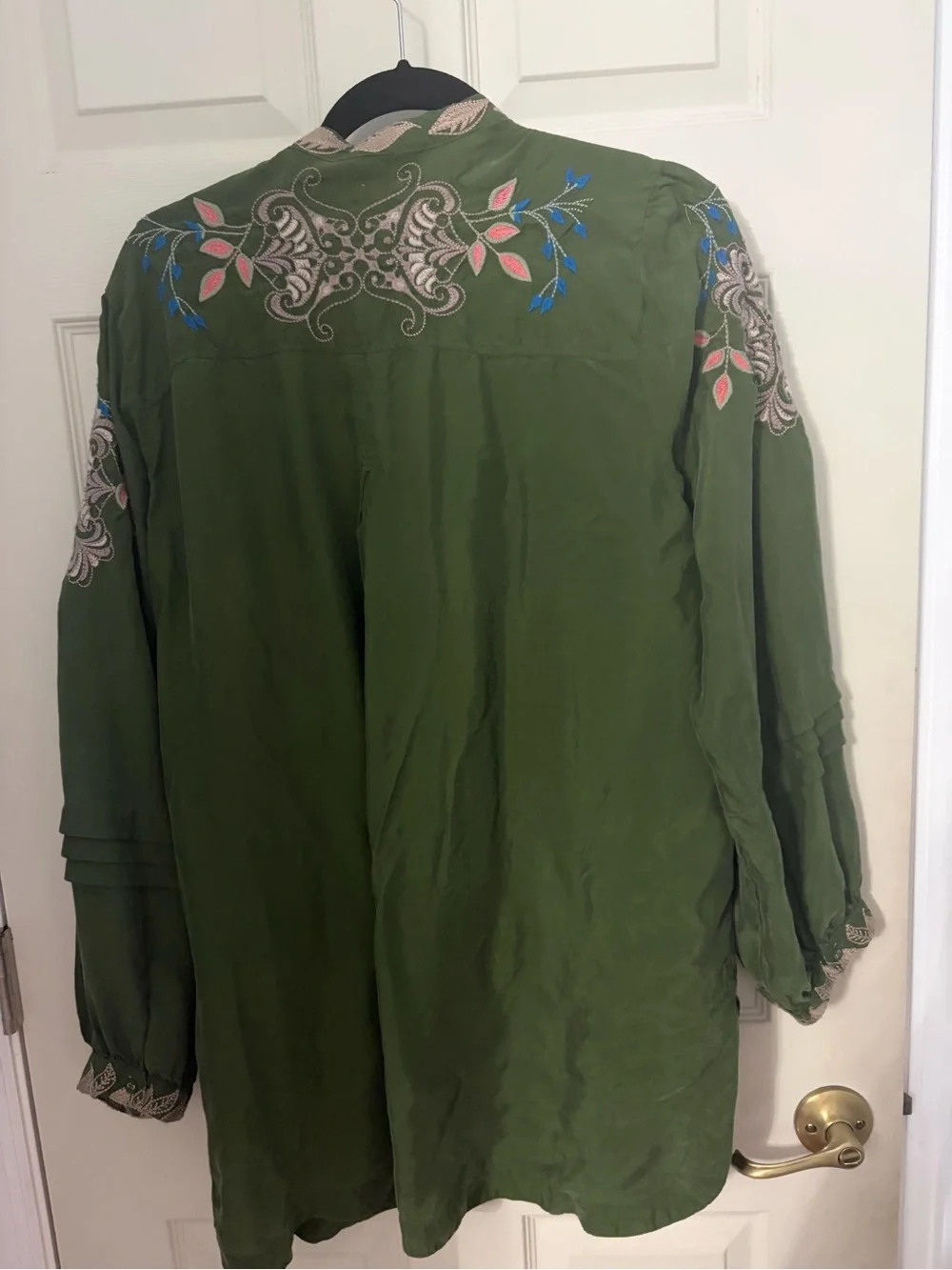 Johnny Was Olive Green Embroidered Boho Tunic - Picture 3 of 3